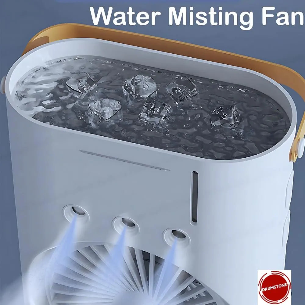 Dual Mist Mini Air Cooler Fan LED, 3 Speeds, 3 Spray Modes, Remote Control